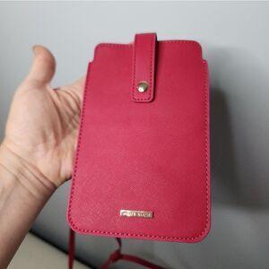 White House Black Market Smart Phone Faux Leather Crossbody Hot Pink